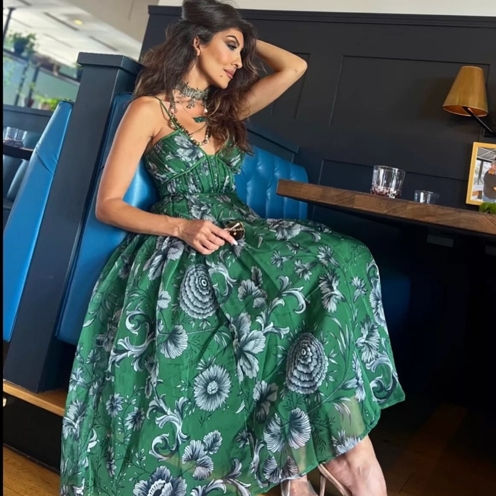 NWT by Anthropologie v-neck floral halter midi dress